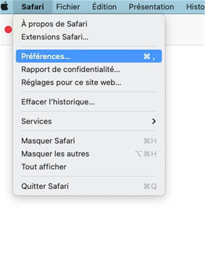 preference de safari