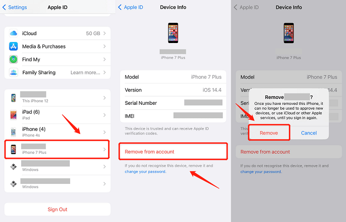 how to remove iphone apple id