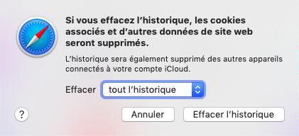 Supprimer l'historique de recherche Safari