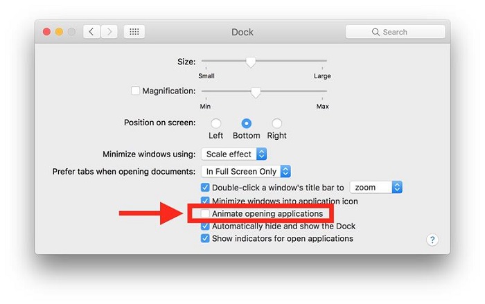 Turn Off Dock Animations