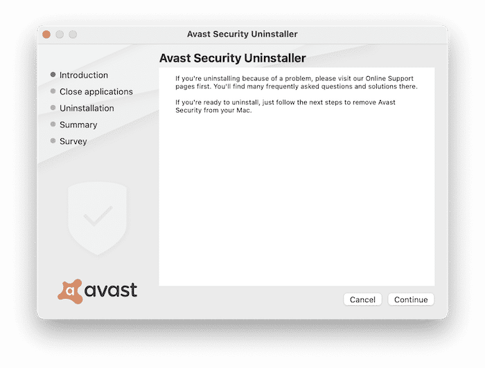 Uninstall Avast Security