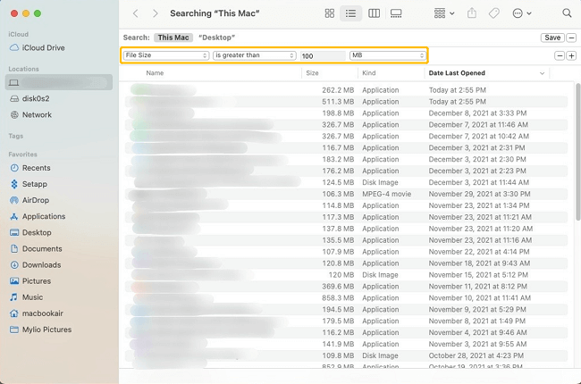 how find large files on mac