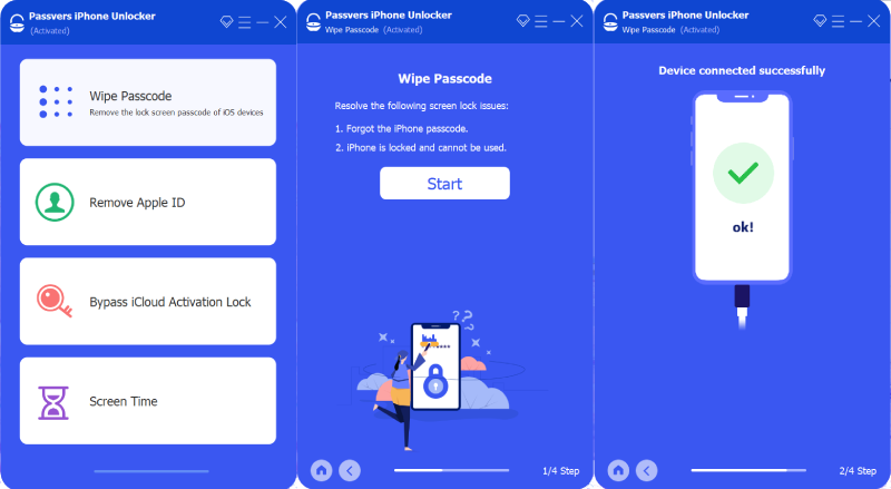 Passvers iPhone Unlocker Wipe Passcode